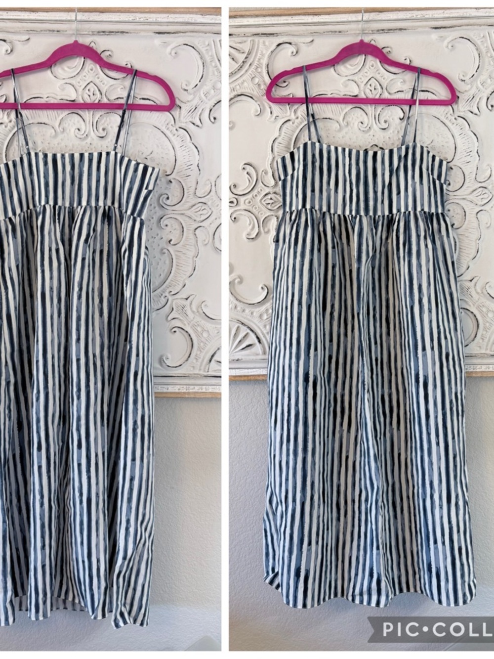 Vince Painterly Stripe Ruched Spaghetti Strap Midi Dress Size 4 NWT - Picture 2 of 3
